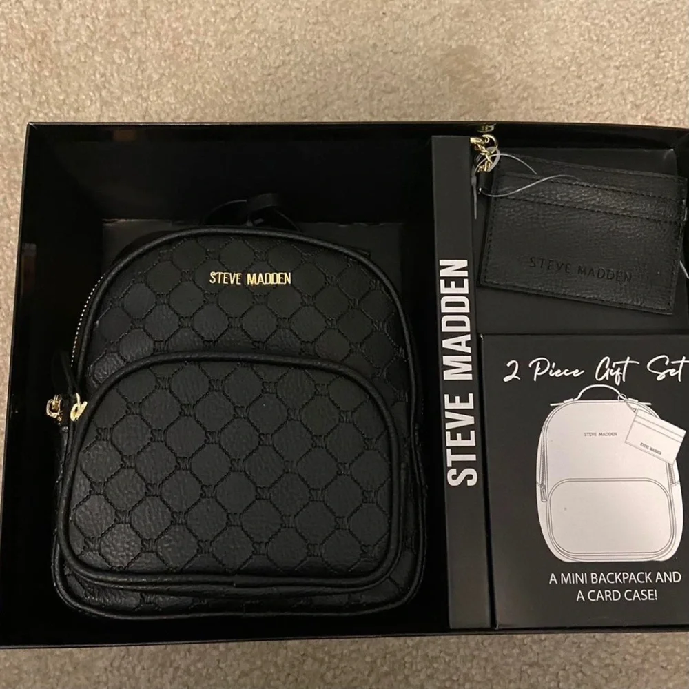 STEVE MADDEN Mini Backpack Key Chain Card Wallet Purse Box Gift Set - Picture 7 of 9